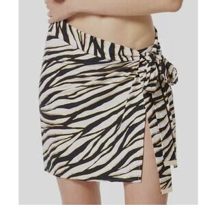 Michael Kors Women's Black Zebra-Print Pareo Cover-Up Swimwear Size M/L
